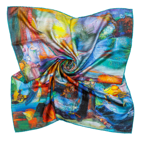 Silk Scarf "The family stroller"
